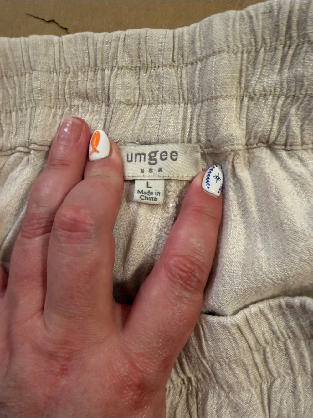 Umgee Natural Cream Drawstring Linen-Blend Pants